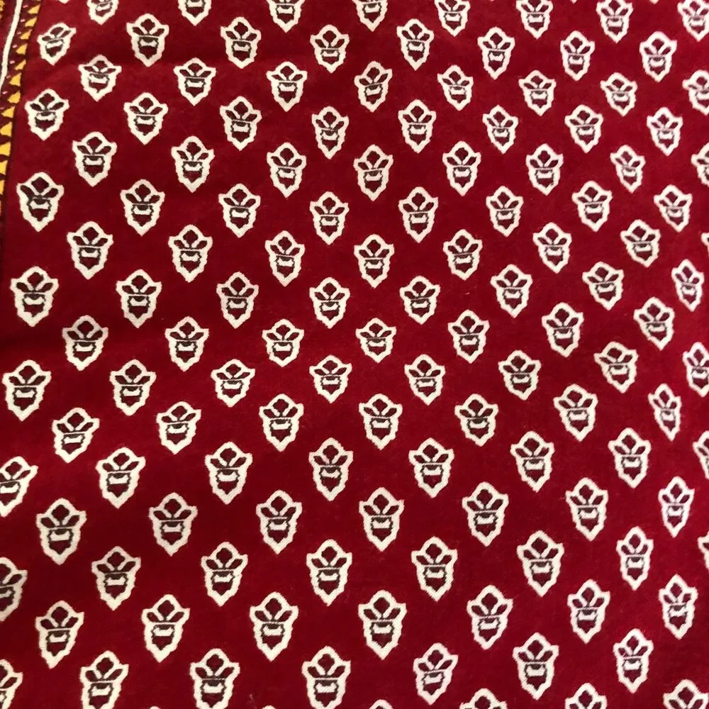 Williams Sonoma Tablecloth Rectangle 70x108 Red Yellow Paisley Cotton India Boho